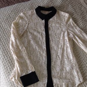 Anthropologie lace button down shirt